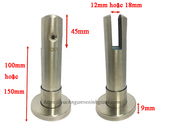 Kích thước chân phụ kiện vách ngăn vệ sinh inox 304V2 xước mờ